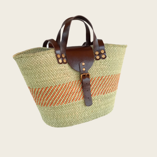 BEBA Tote Bag - Nyagala Mstari Natural & Rust