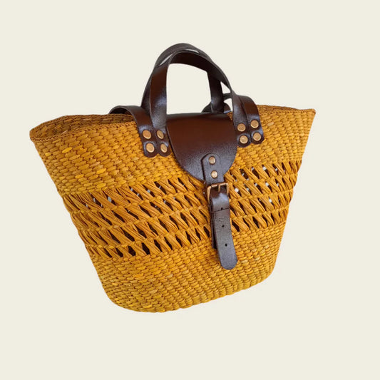 BEBA Tote Bag - Yellow and Open Weave