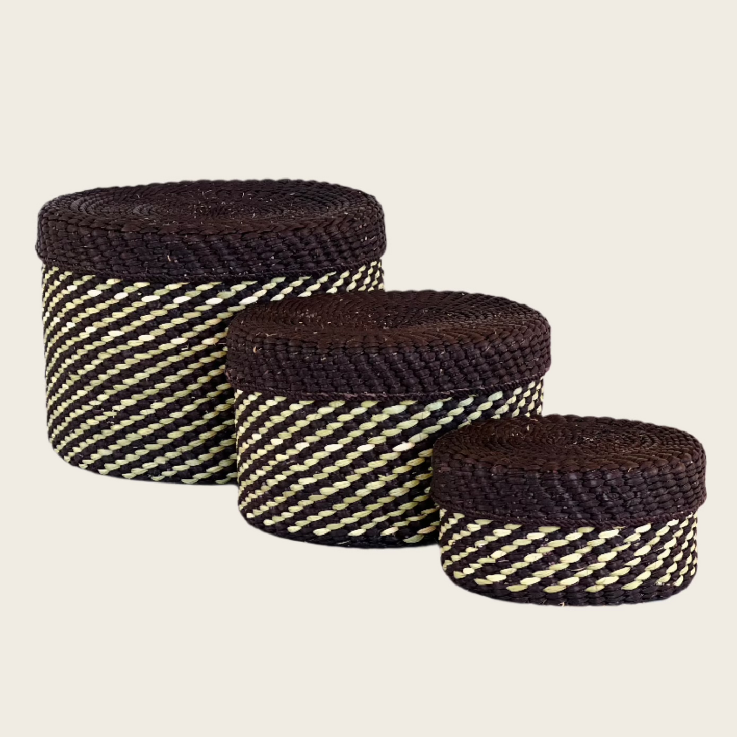 HIFADHI Basket - Black and Natural with Lid