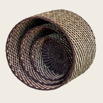 HIFADHI Basket - Black and Natural with Lid