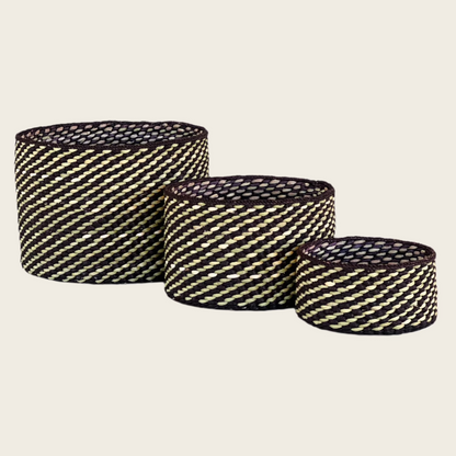 HIFADHI Basket - Black and Natural with Lid