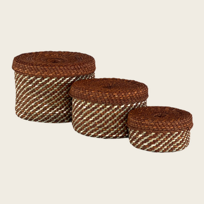 HIFADHI Basket - Brown and Natural with Lid