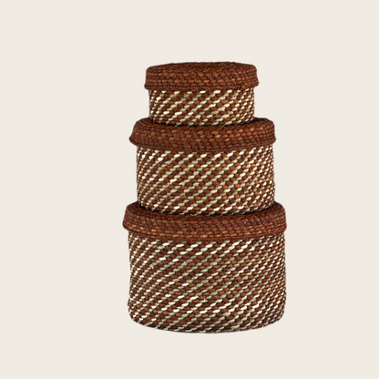 HIFADHI Basket - Brown and Natural with Lid