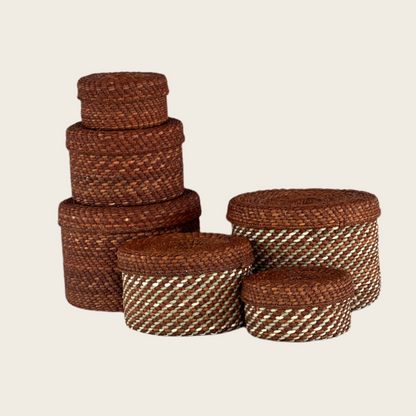 HIFADHI Basket - Brown and Natural with Lid