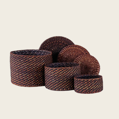 HIFADHI Basket - Brown and Black with Lid