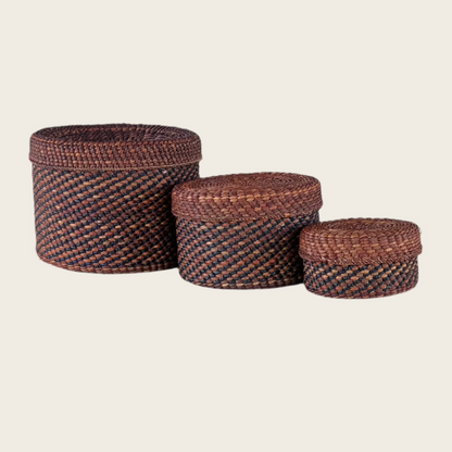 HIFADHI Basket - Brown and Black with Lid