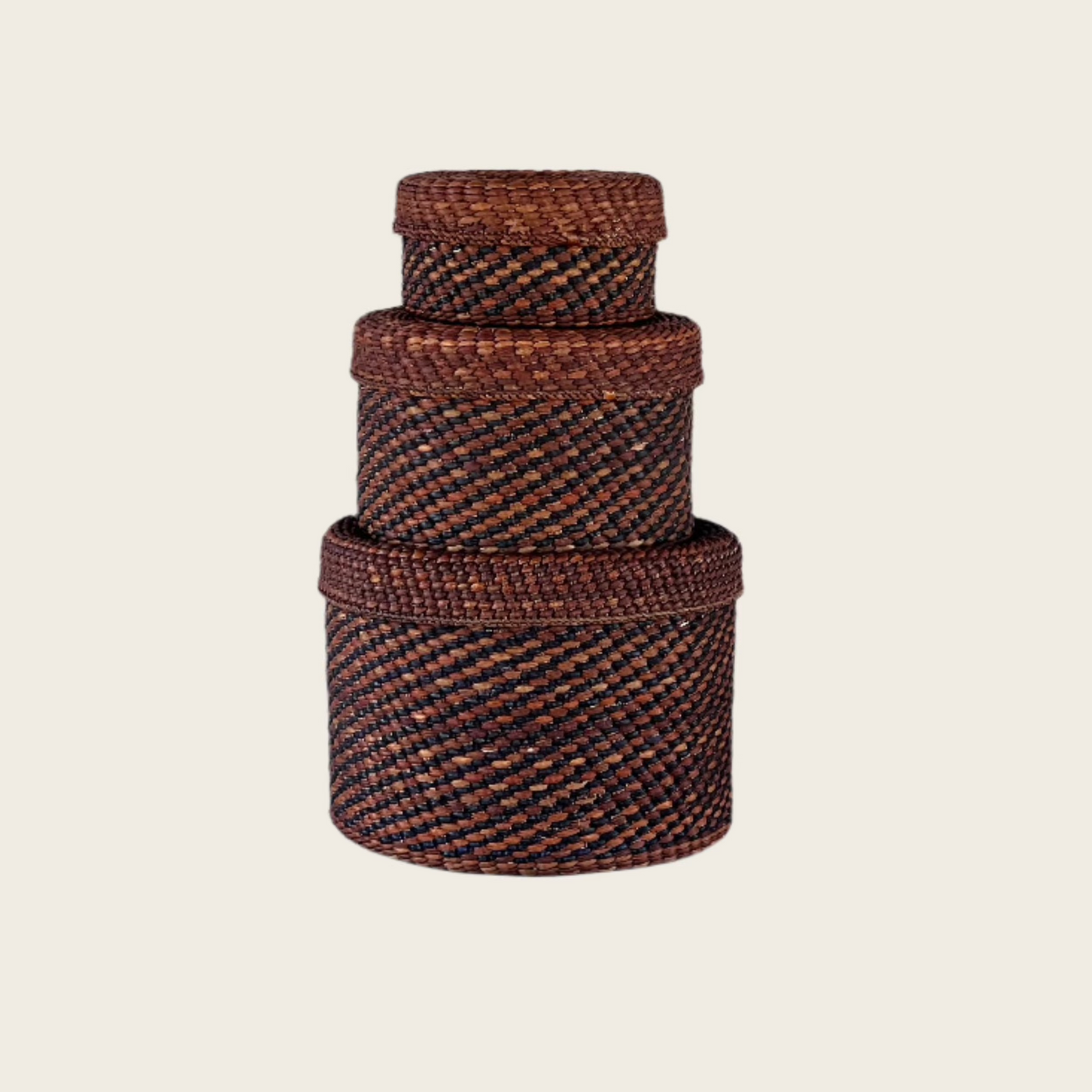 HIFADHI Basket - Brown and Black with Lid