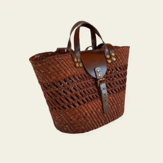 BEBA Tote Bag - Brown and Open Weave