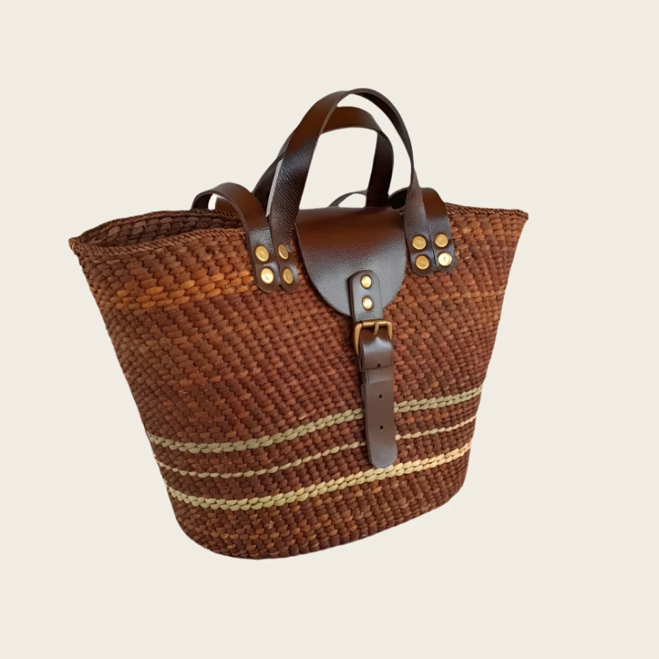 BEBA Tote Bag - Brown and Natural Stripes